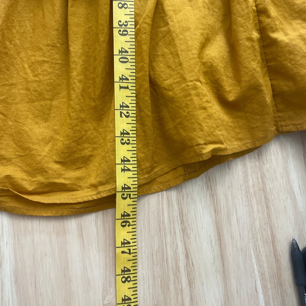 Point Sur J.Crew Mustard Yellow Pom Pom Tiered Midi Dress Womens 8 Cotton Boho - Picture 11 of 13